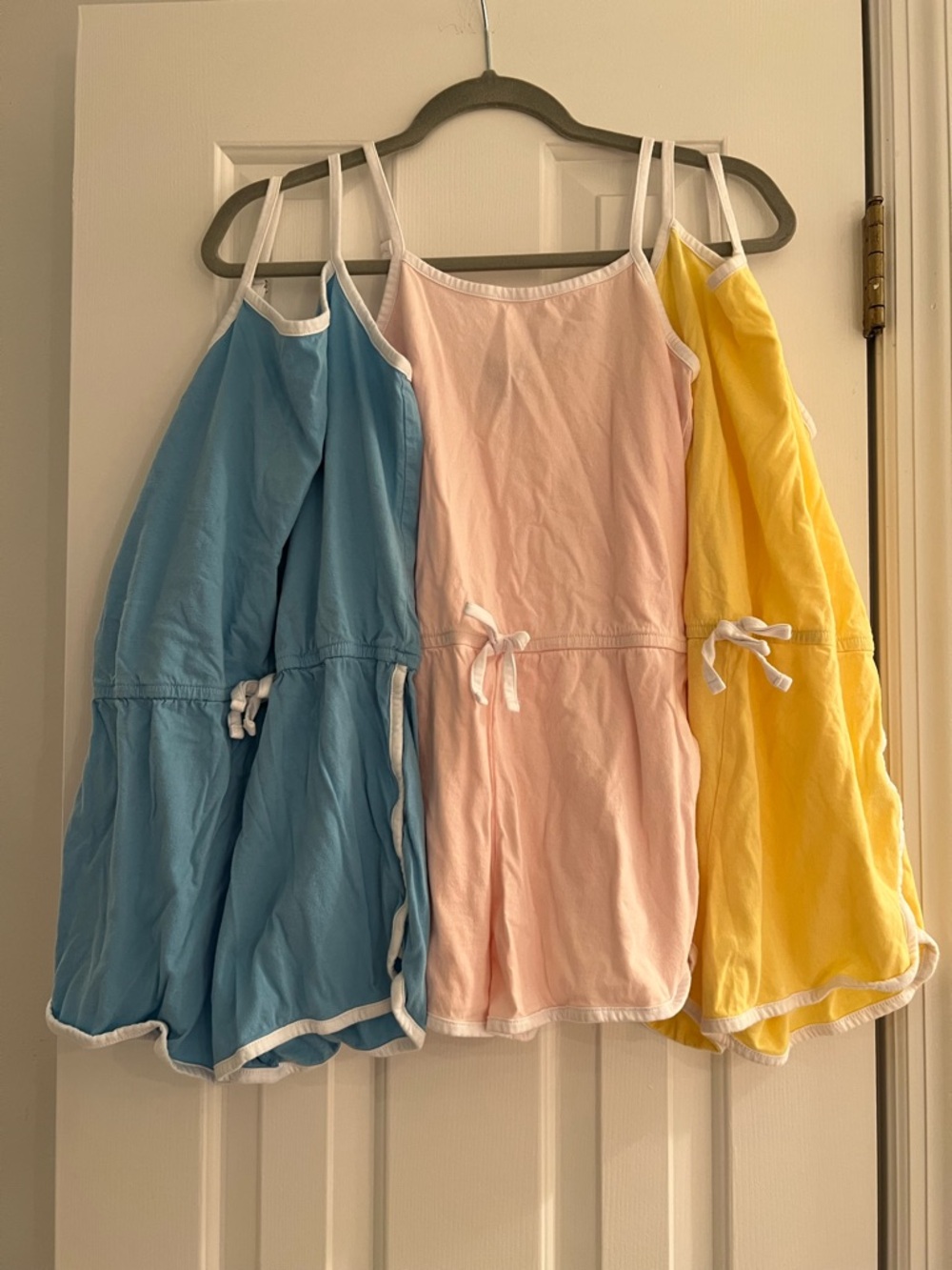 Trio of Cute Rompers - Blue, Pink & Yellow
